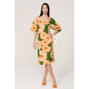 Floral Green and Orange Dress